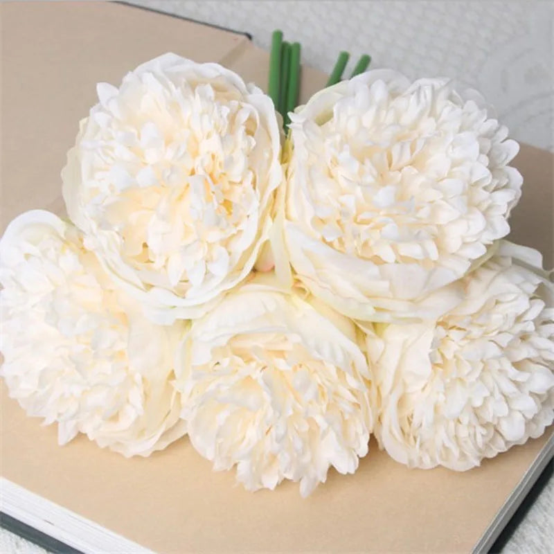 lot de 5 pivoines artificielles pour mariage et décoration intérieure
