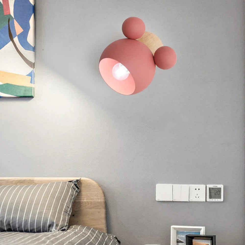 Applique murale modernes dessin animé Mickey style appliques murales colorées cuisine Restaurant macaron lampe de chevet décorative E27 - vue 3 sur 18