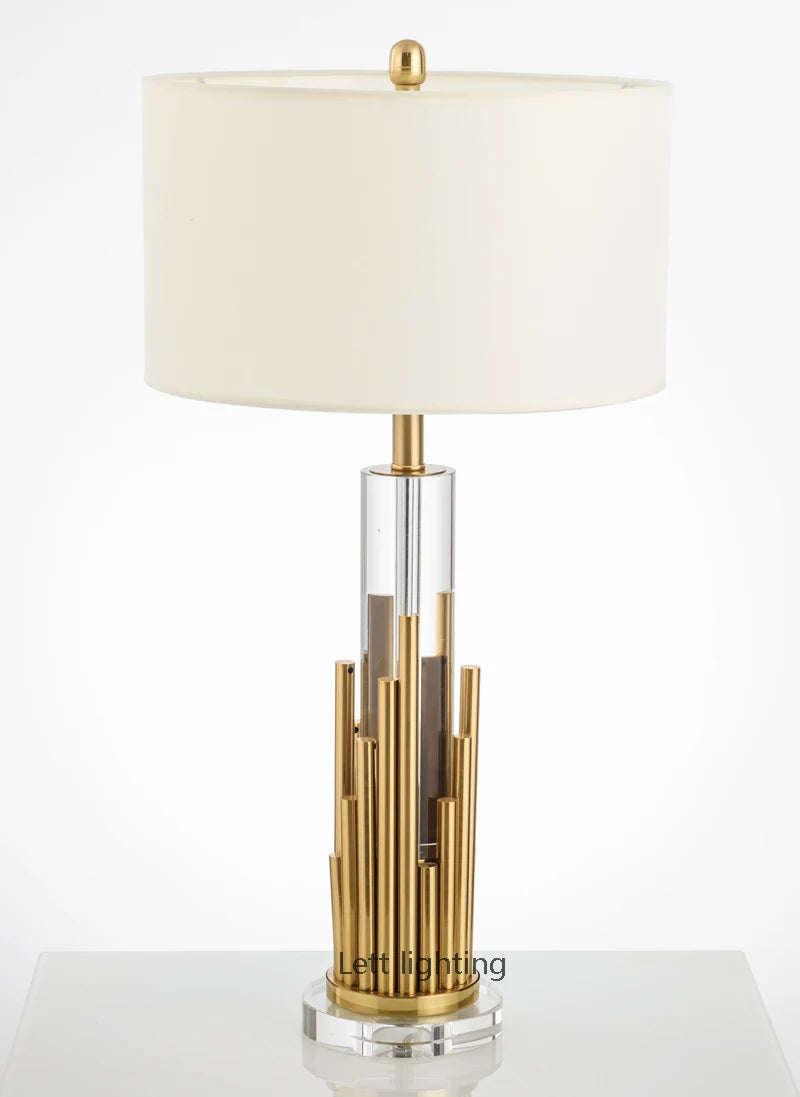 lampe à poser design luxe en marbre et tissu métallique moderne - vue 5 sur 8