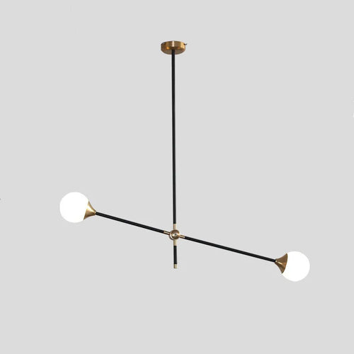 lustre en métal léger avec boules de verre élégant - vue 2 sur 6