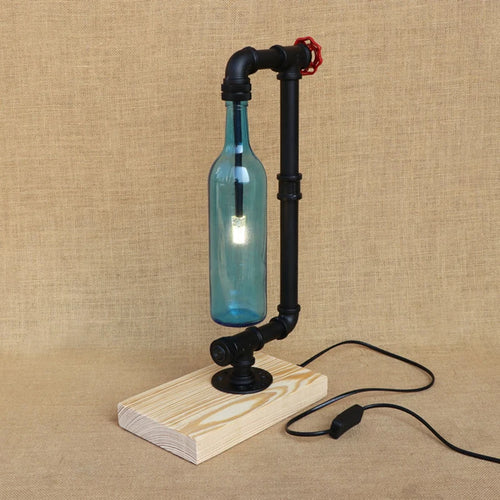 lampe de bureau vintage industrielle avec abat-jour en bouteille - vue 2 sur 10