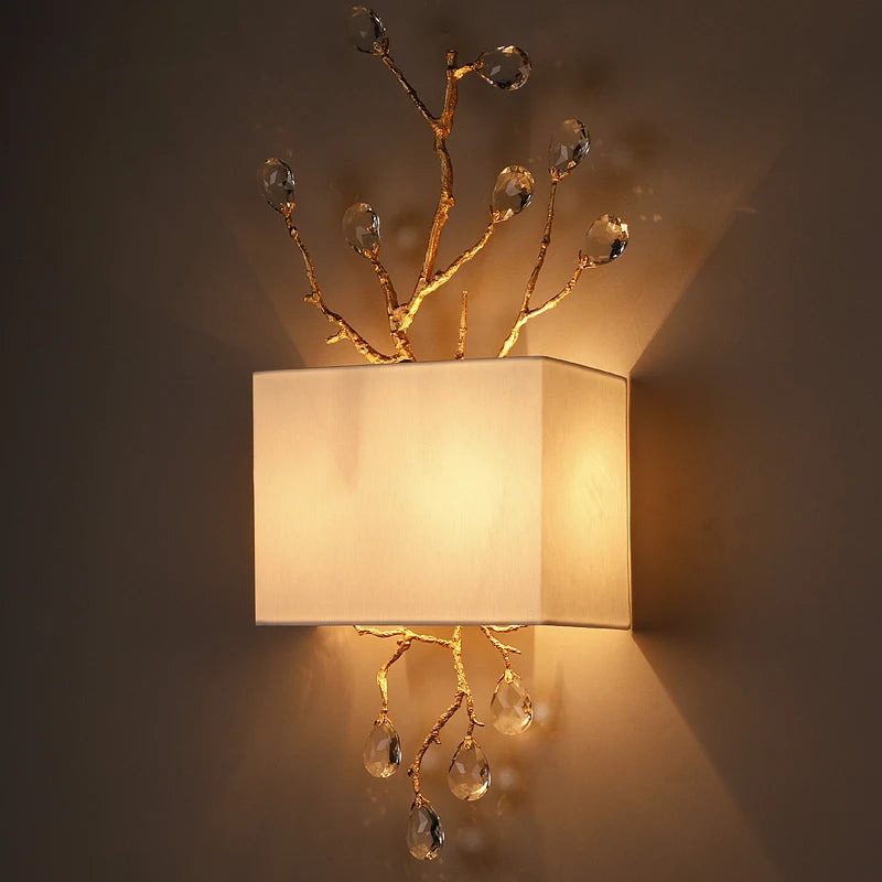 applique murale rétro en cristal doré pour intérieur moderne - vue 4 sur 8