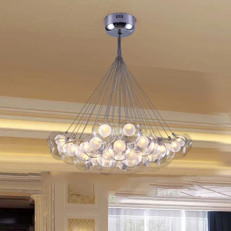 gzmj moderne boule de verre suspension lumières multiples têtes suspension lampe - vue 11 sur 13