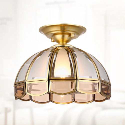 plafonnier moderne en verre rétro avec abat-jour en cuivre vintage - vue 4 sur 6