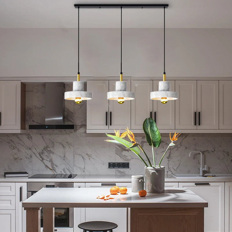Nordic marble chandeliers post-modern minimalist bar, living room, dining room, bedside decorative lamps and lanterns - vue 3 sur 12