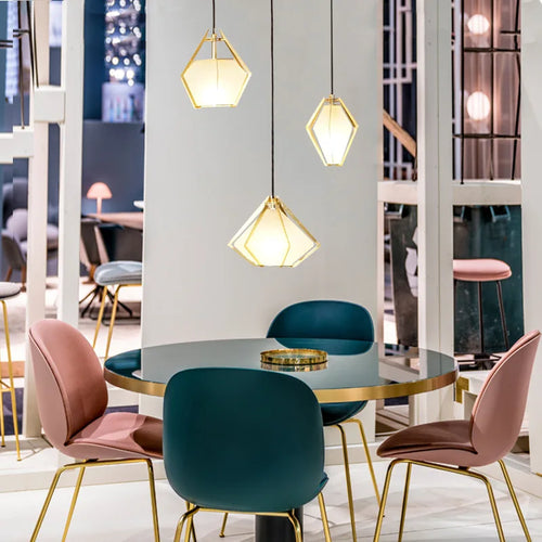 suspension à led en verre diamant design nordique moderne - vue 3 sur 9