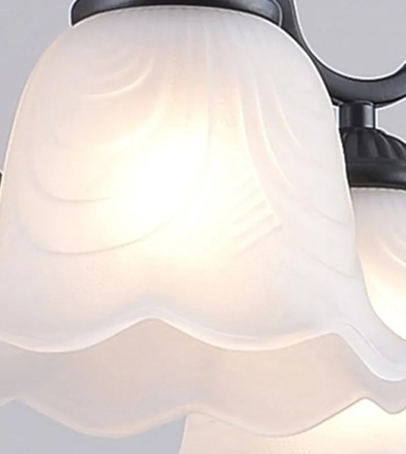 lustre traditionnel avec abat-jour en verre et métal - vue 6 sur 8