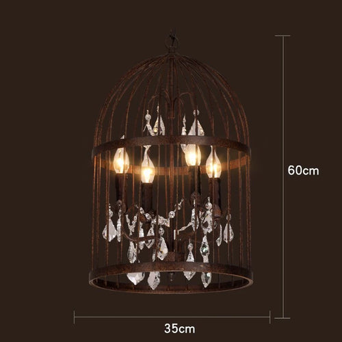 Vintage cage à oiseaux en cristal noir lustre éclairage américain rétro industriel fer Art Restaurant Bar magasin de vêtements Luminaria - vue 8 sur 11