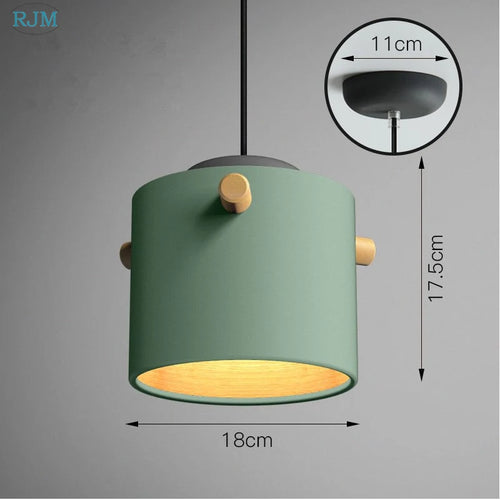lampe suspendue nordique créative macarons led bois - vue 18 sur 18