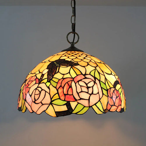 lustre rétro en verre teinté pour café et restaurant - vue 6 sur 8