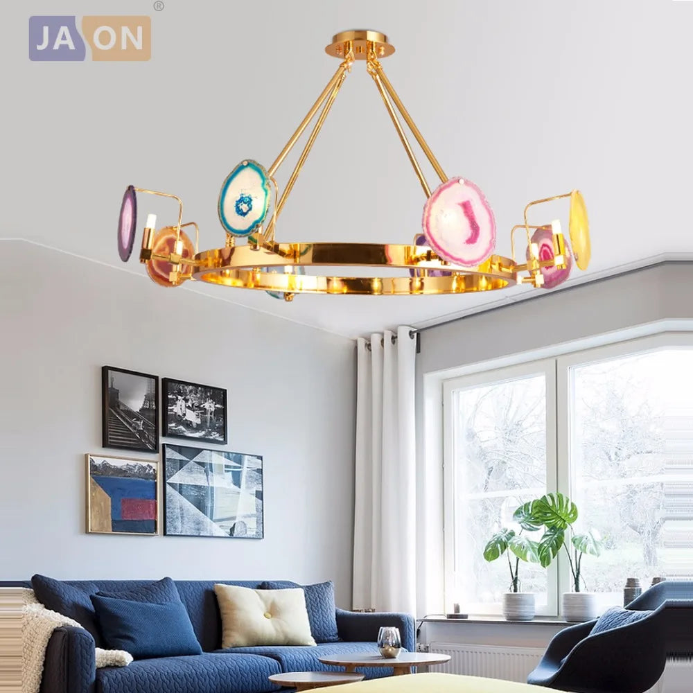 suspension design ronde en agate de fer moderne - vue 2 sur 11
