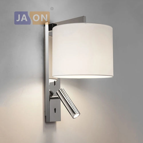 applique murale led nordique en fer et tissu rotatif sans fil - vue 3 sur 6