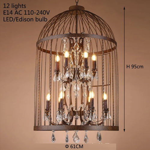 lustre vintage en fer forgé style empire cristal