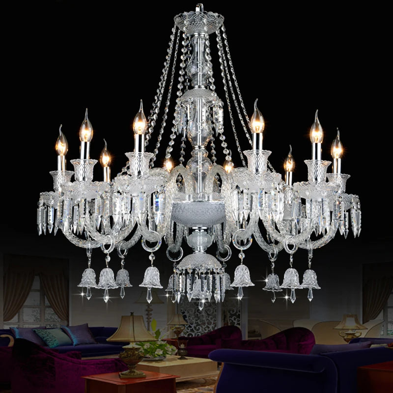 lustre en cristal moderne avec éclairage led design élégant - vue 5 sur 14