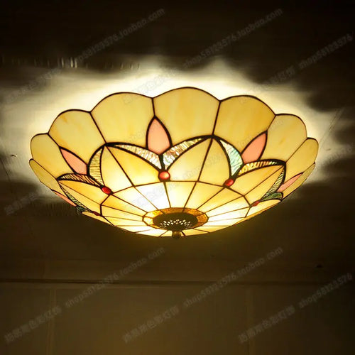 plafonnier antique en verre style tiffany pour décoration moderne - vue 3 sur 5