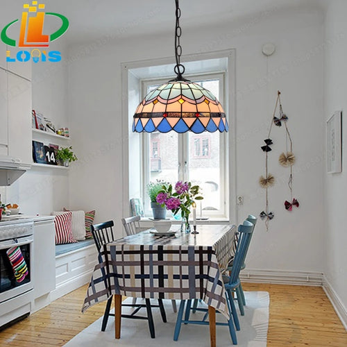 lampe de balcon méditerranéenne en verre tiffany style moderne européen - vue 4 sur 6
