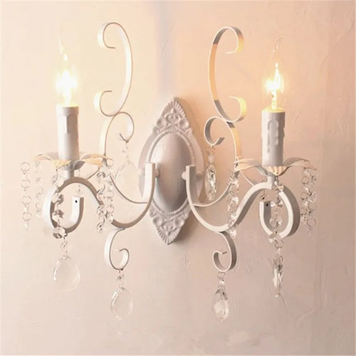 applique murale vintage en métal et cristal à double tête - vue 2 sur 6