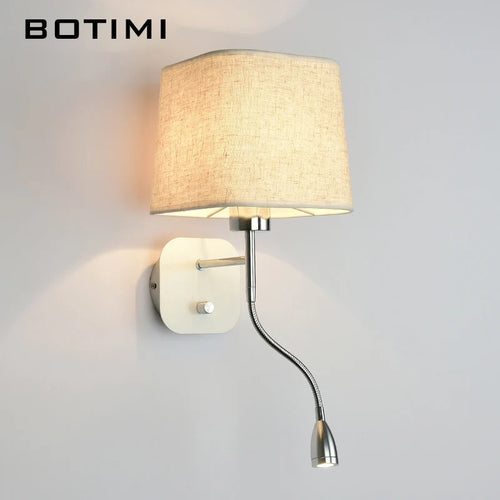 Applique murale LED avec abat-jour en tissu et liseuse - vue 9 sur 9