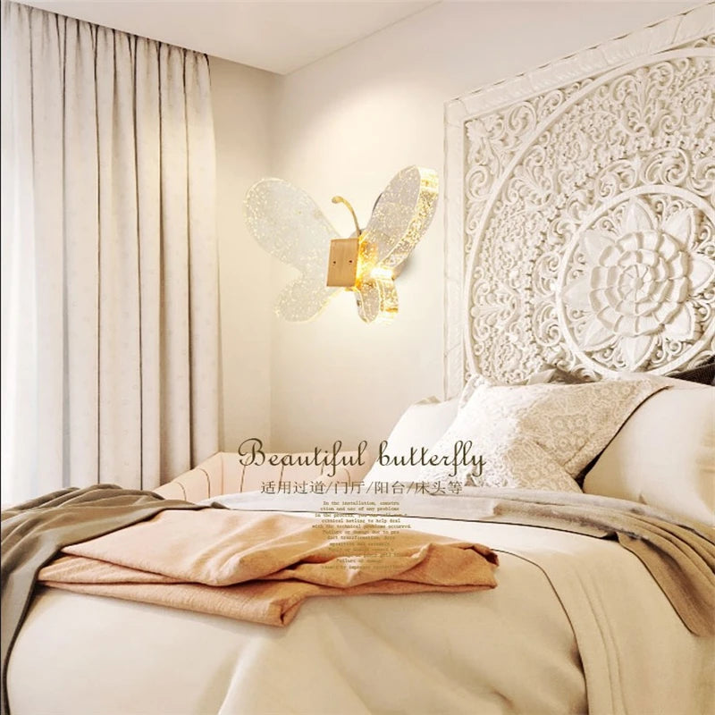 applique murale moderne en forme de bulle de cristal et papillon