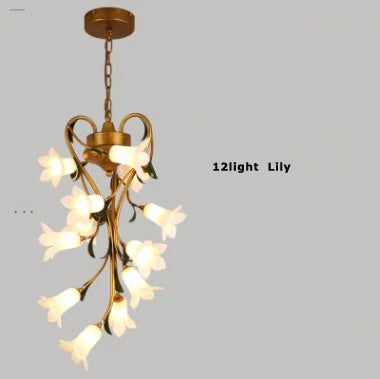 suspension en fer nordique avec verre lys tulipe camélia pour éclairage décoratif - vue 10 sur 12