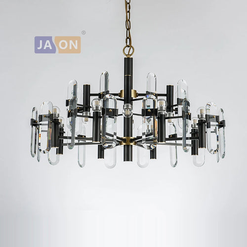 suspension en cristal doré et noir design moderne - vue 6 sur 6