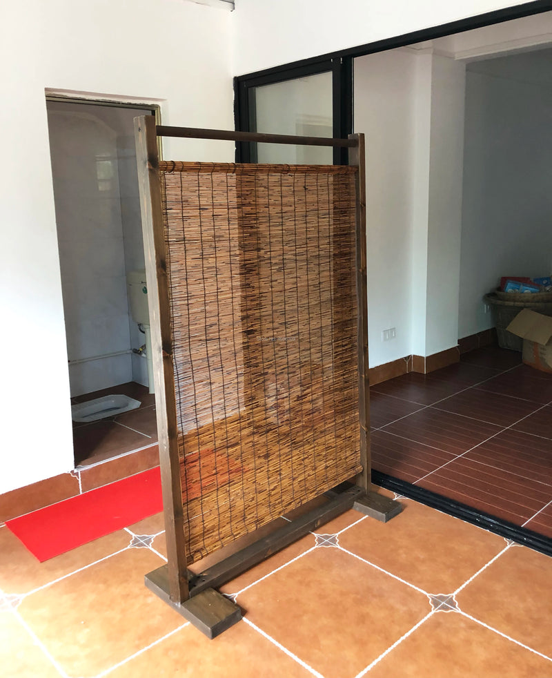 cloison de séparation en bois de roseau style chinois pour extérieur