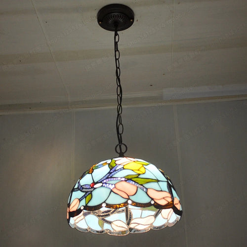 lustre libellule émaillé style tiffany éclairage vintage élégant - vue 7 sur 6