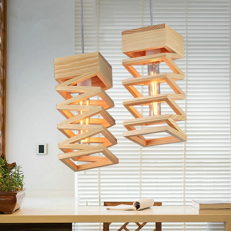 suspension en bois pur créatif gzmj pour la maison - vue 5 sur 8