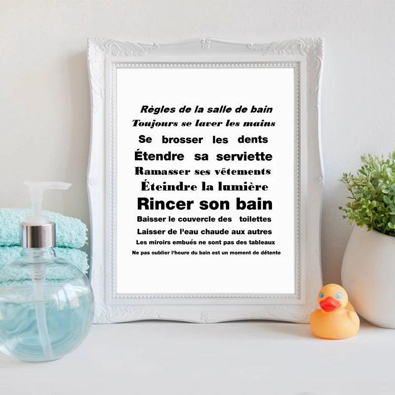 affiche minimaliste pour décoration de salle de bain et toilettes