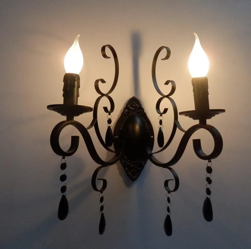 applique murale en cristal vintage à double tête en métal - vue 3 sur 6