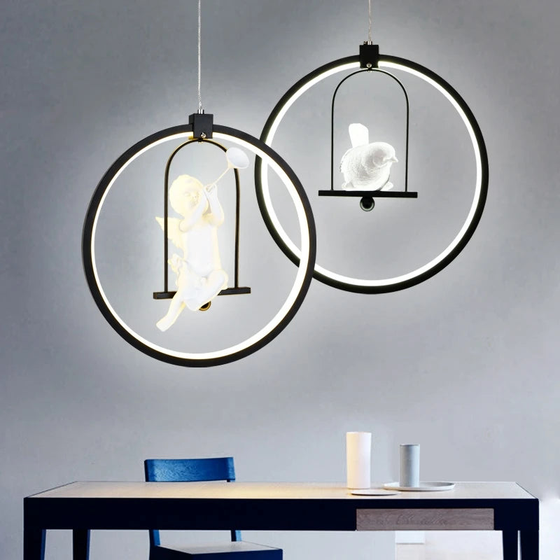 suspension moderne gzmj suspension ronde acrylique led hôtel - vue 5 sur 10