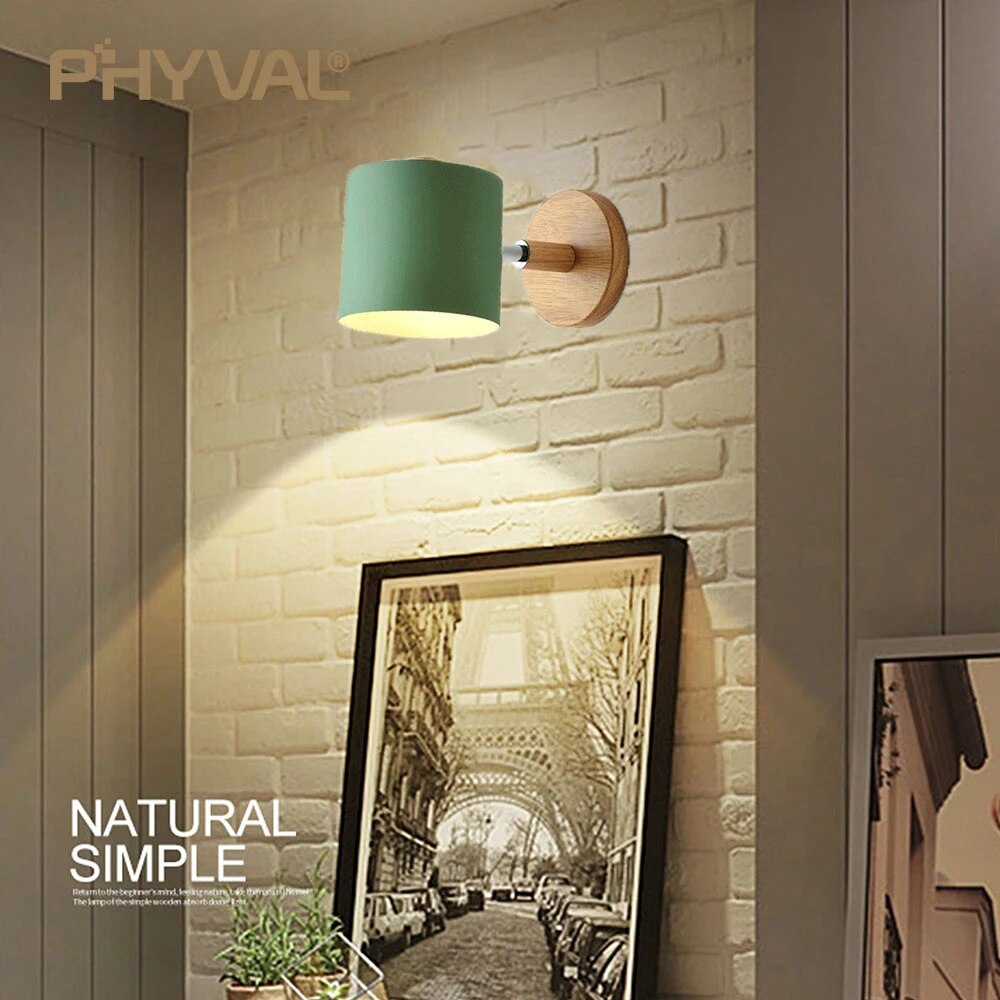Applique murale scandinave Macaron en métal et bois - vue 4 sur 9