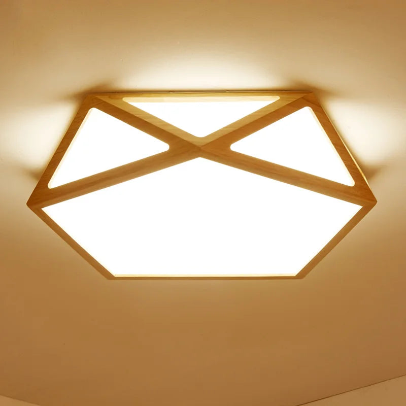 plafonnier led en bois créatif pour éclairage général