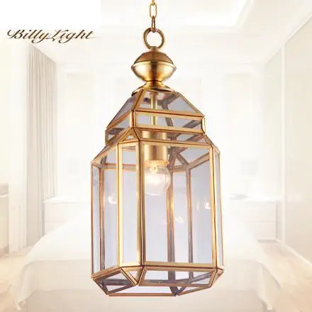 suspension en cuivre abat-jour en verre style industriel et rural - vue 2 sur 7