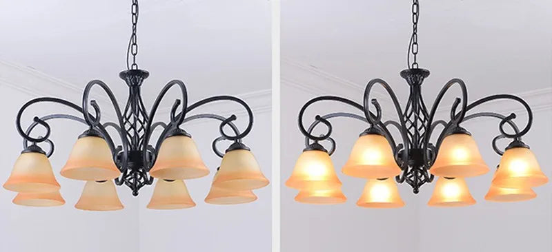 lustre vintage en fer style européen ampoule led traditionnel