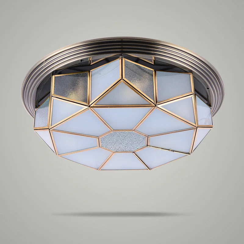 plafonnier vintage en verre et cuivre pour intérieur - vue 7 sur 6