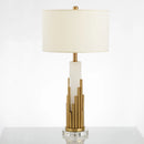 lampe à poser design luxe en marbre et tissu métallique moderne