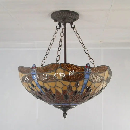 lustre européen dragonfly tiffany lampes lumière antique nostalgie - vue 4 sur 3