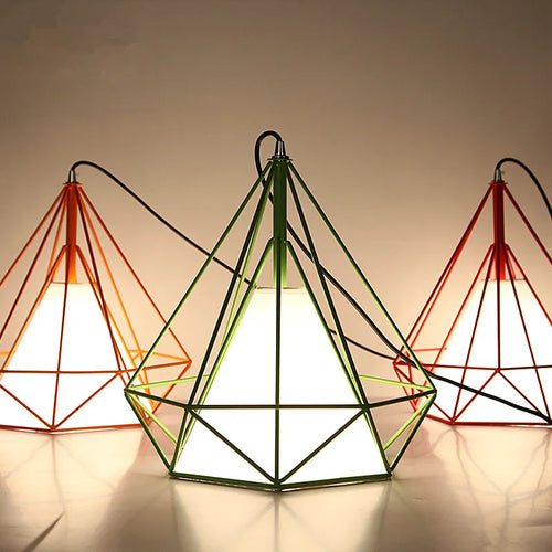 suspension cage à oiseaux minimaliste métal noir led - vue 6 sur 11