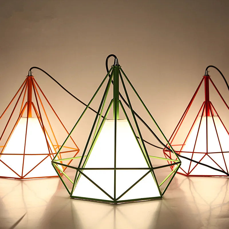 suspension cage à oiseaux minimaliste métal noir led - vue 5 sur 11