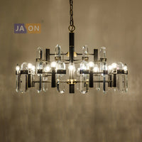 suspension en cristal doré et noir design moderne