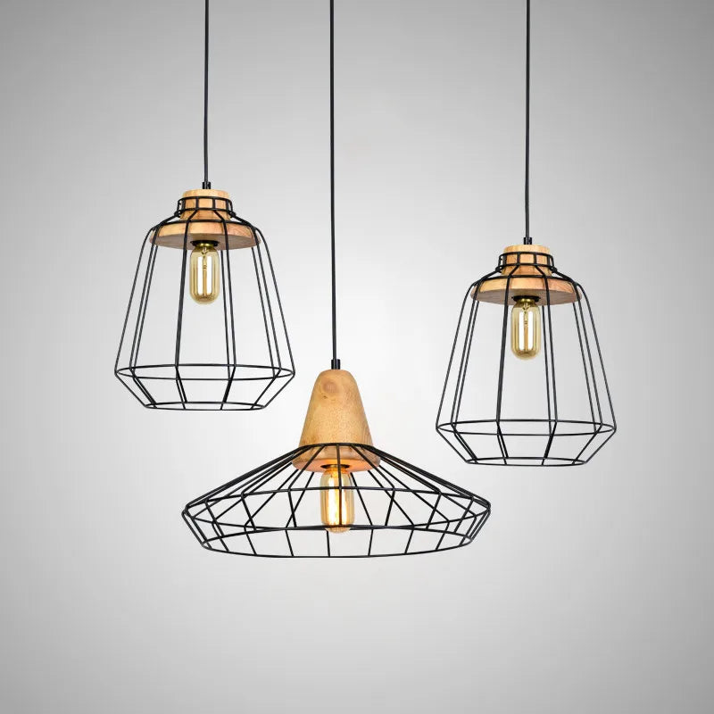 suspension vintage en fer avec cage led gzmj