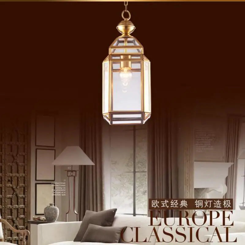 suspension en cuivre abat-jour en verre style industriel et rural - vue 6 sur 7