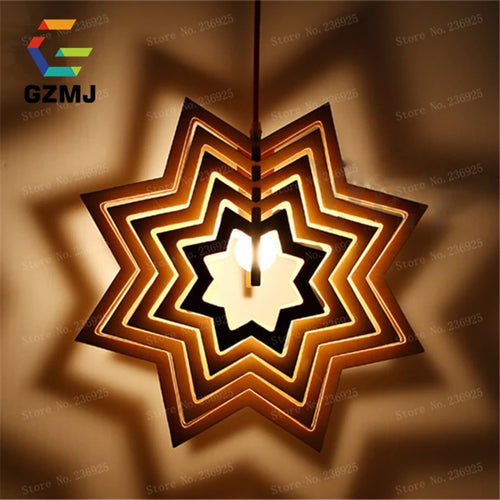 suspension en bois rétro vintage style américain led pour loft - vue 4 sur 6