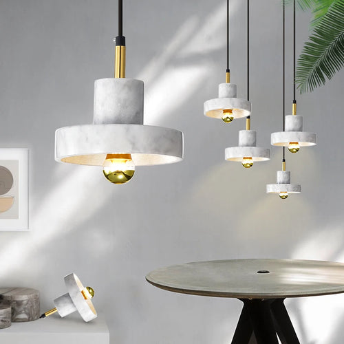 Nordic marble chandeliers post-modern minimalist bar, living room, dining room, bedside decorative lamps and lanterns - vue 2 sur 12