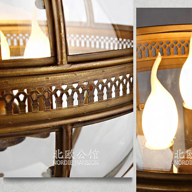 lustre rétro en fer et verre vintage pour éclairage intérieur - vue 7 sur 11