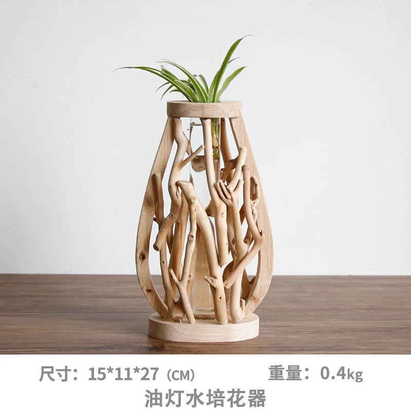 vase en bois massif fait main pour fleurs et décoration créative - vue 14 sur 14