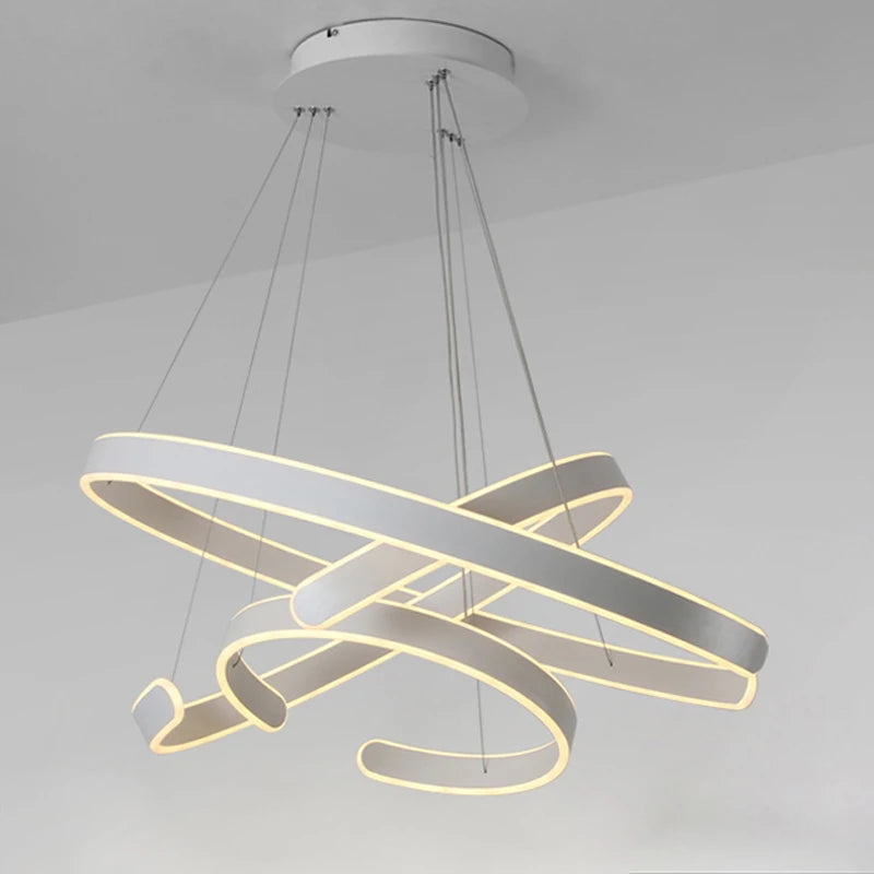 Suspension design cercle anneaux corps en aluminium acrylique LED