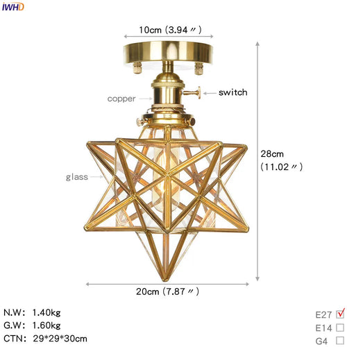 IWHD nordique japon Style cuivre plafonniers pour salon chambre boule De verre plafonnier Plafondlamp LED Lampara De Techo - vue 12 sur 15