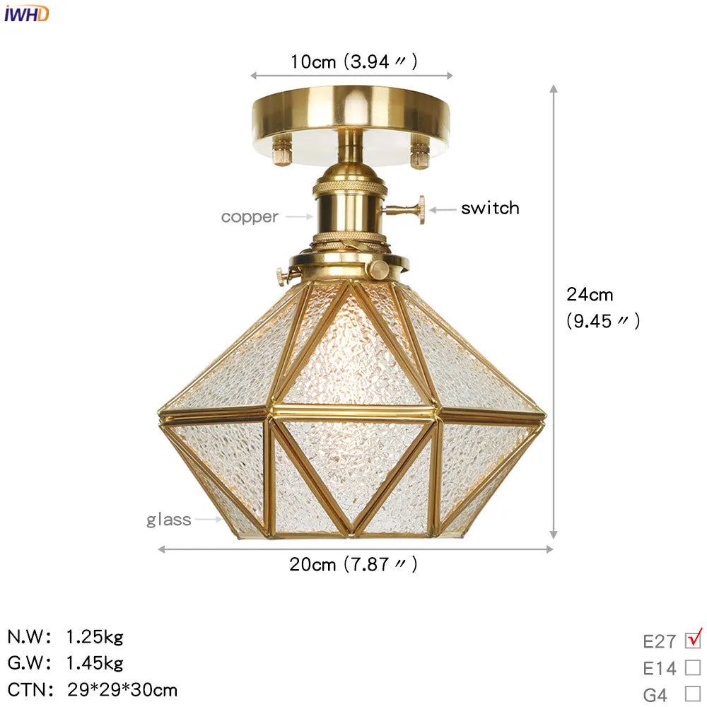 IWHD nordique japon Style cuivre plafonniers pour salon chambre boule De verre plafonnier Plafondlamp LED Lampara De Techo - vue 13 sur 15